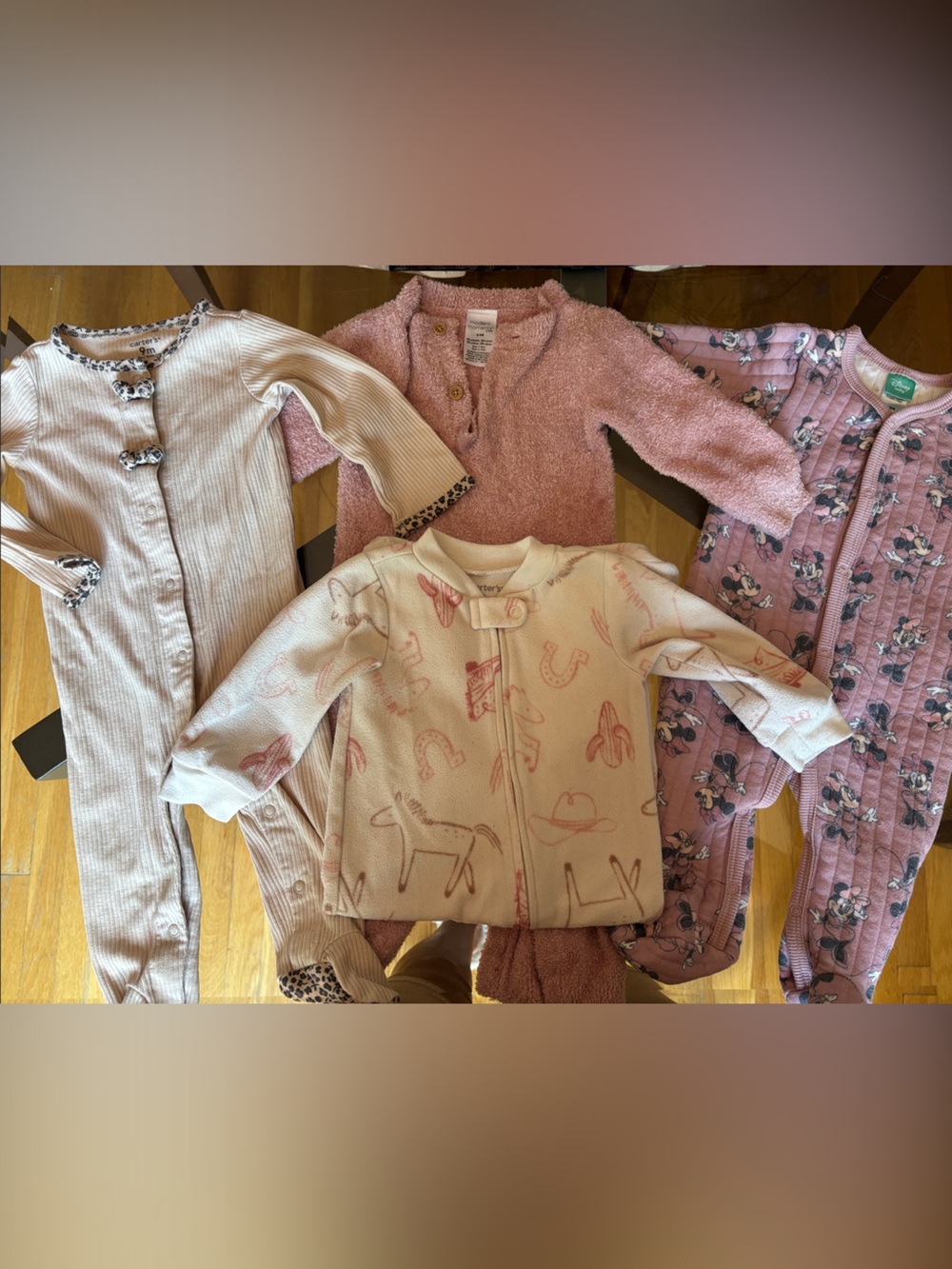 Fall/Winter girls onesie pjs size 6-9 months lot of 4